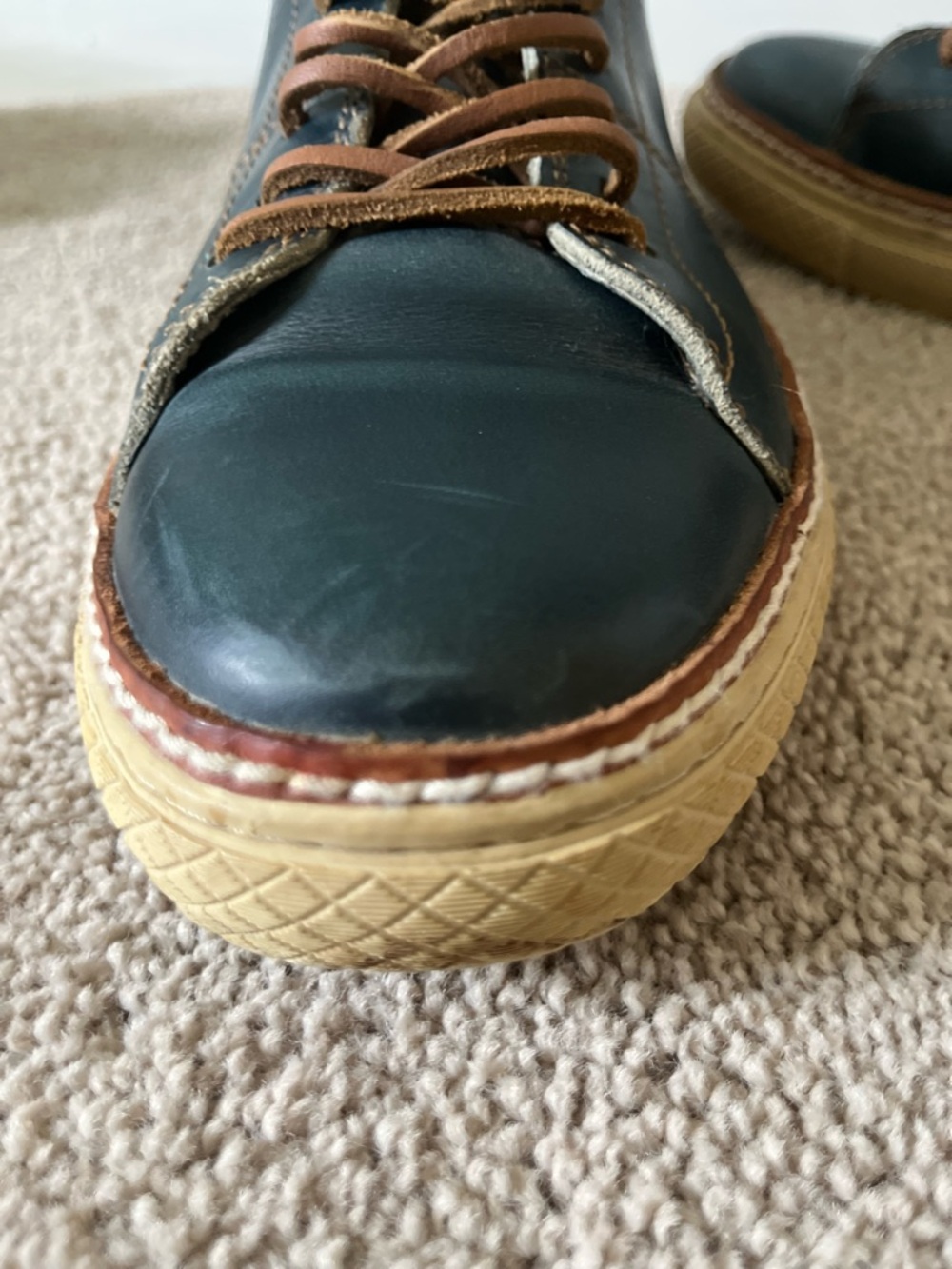 Frye Navy Leather Walker Oxfords with Brown Leather Laces - Picture 13 of 15